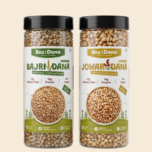 RozDana Millet Crunch Pack – Bajri + Jowar (150g × 2 Jars)